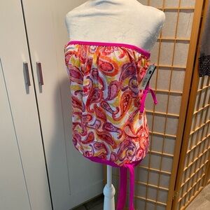 New NWT Dippin Daisy Women's Pink Tropical Floral Bandeau Tankini Swim Top 8